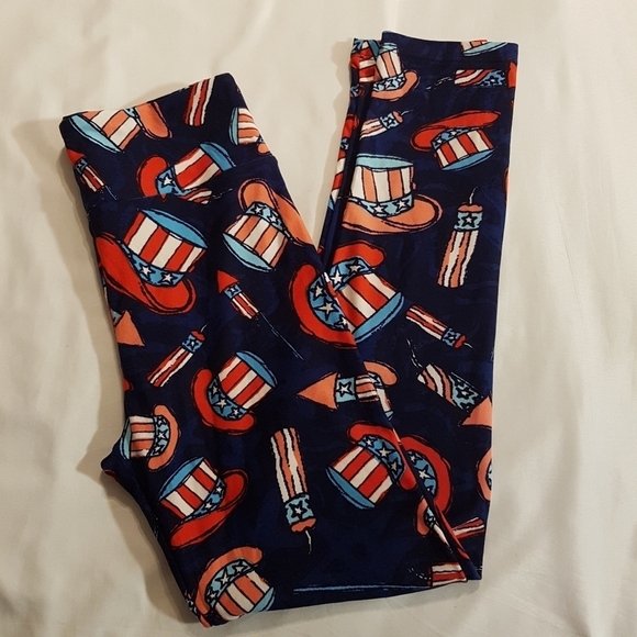 Lularoe women's One Size leggings Independence Day NWOT - Picture 1 of 4